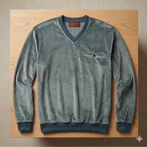 Vintage 1970s Haband Lion’s Den Green Velour Shirt – Rare EUC